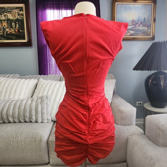 Elegant Red Ruched Dress - Picture 3 of 3